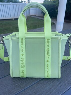 Kate SpadeNeon Lime Canvas Mesh Tote